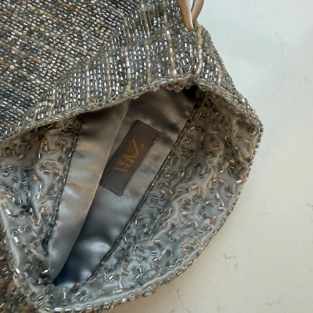 Zara Gold Beaded Fringe Drawstring Wristlet - Picture 7 of 8